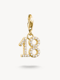 Thomas Sabo Charm-Anhänger Zahl 18 mit weissen Steinen vergoldet